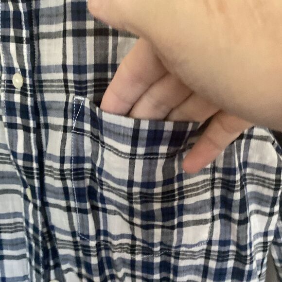 Madewell Women’s Button Up Slim Blue Black Ivory Size L - Picture 5 of 5